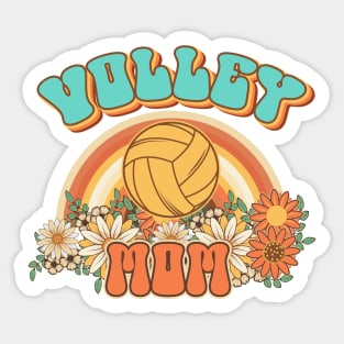 Groovy Volley mom Retro gift for funny mother Vintage floral pattern Sticker